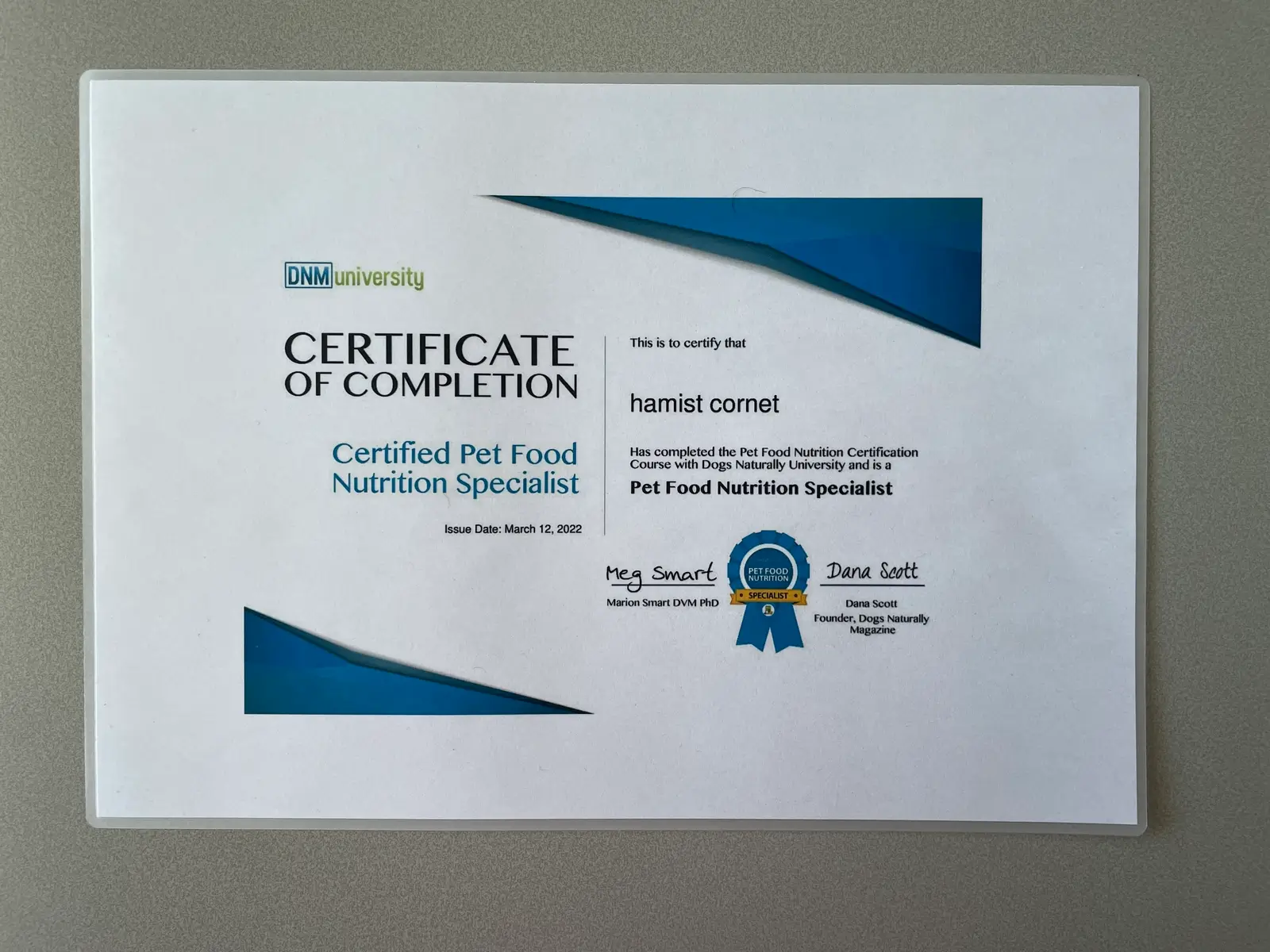 Certified Pet Food Nutrition Specialist